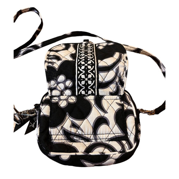 Vera Bradley Geometric Print Mini Black and White Crossbody Shoulder Bag Belt - Picture 6 of 6
